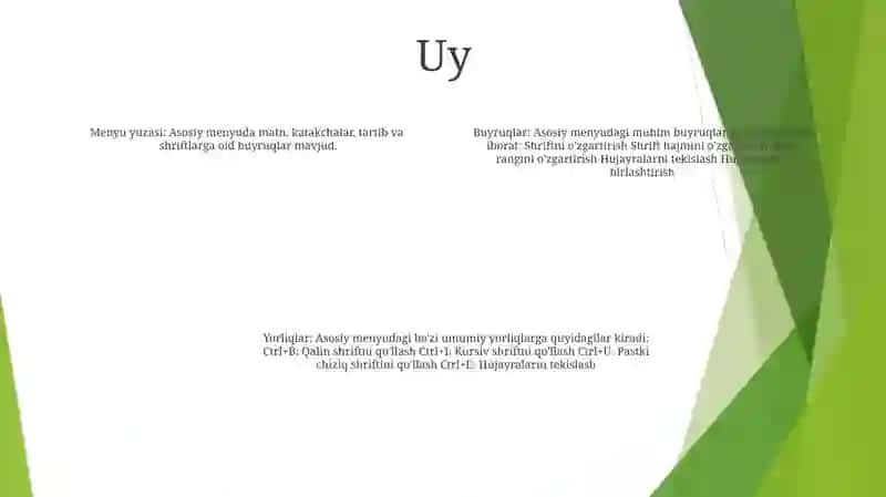 Excel Dasturi Главная Menyusi Va Uning Buyruqlari 3
