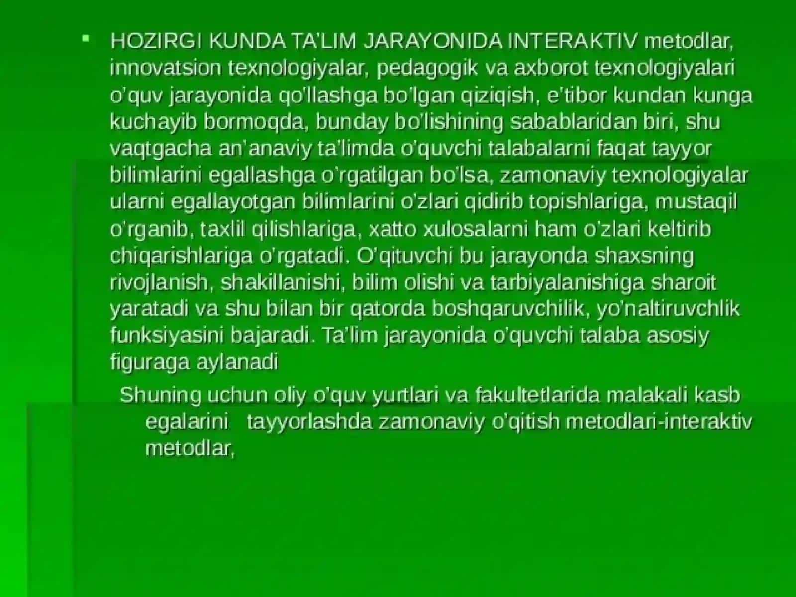 Boshlang`ich sinf o`quvchilarida tarbiya fanini o`qitishda innovation texnologiyalardan foydalanish (3-4- sinflar) 3