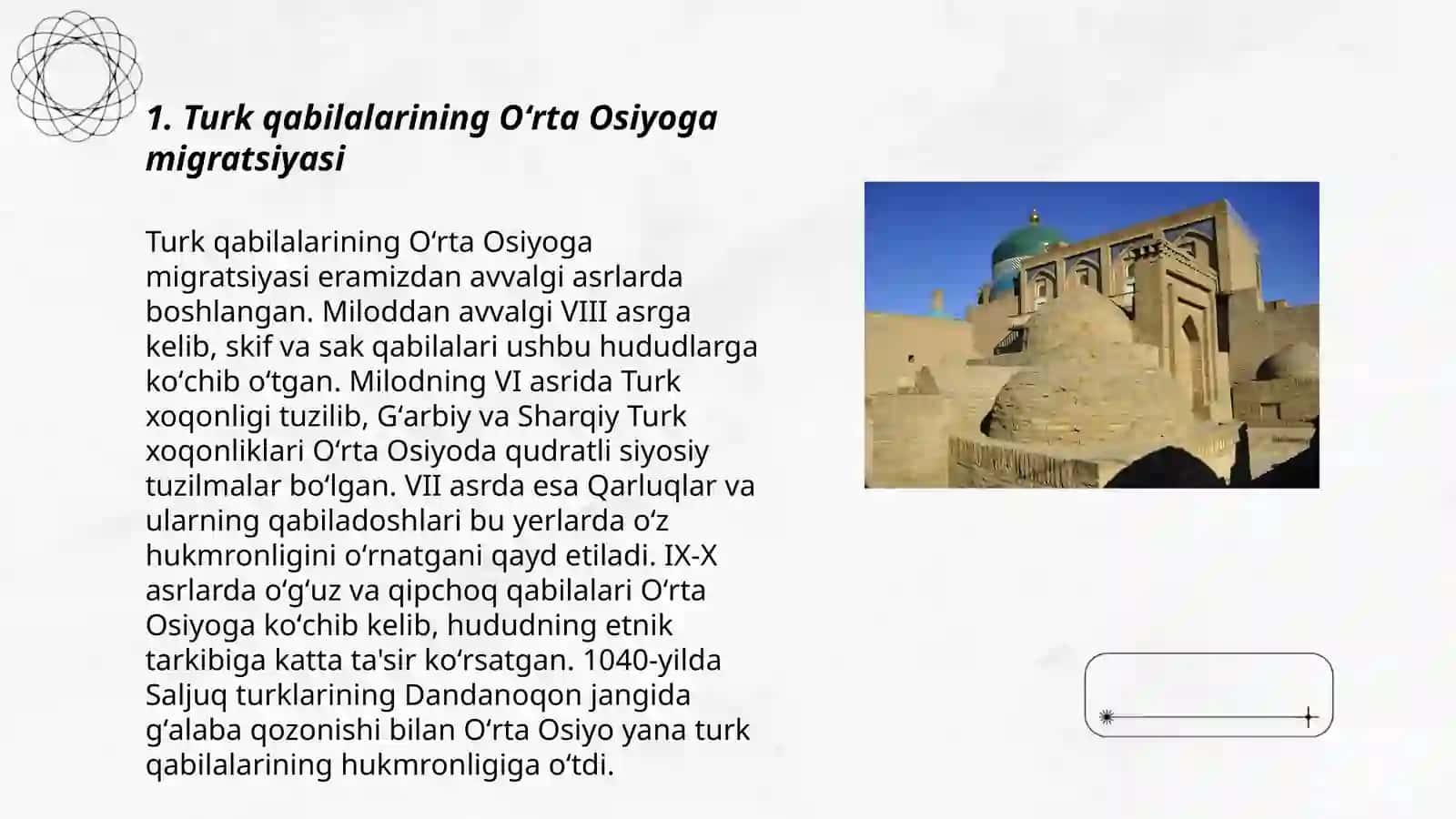 Oʻrta Osiyo hududlarida IX -XVI asr boshlarida yuz bergan etnik va madaniy jarayonlar 3