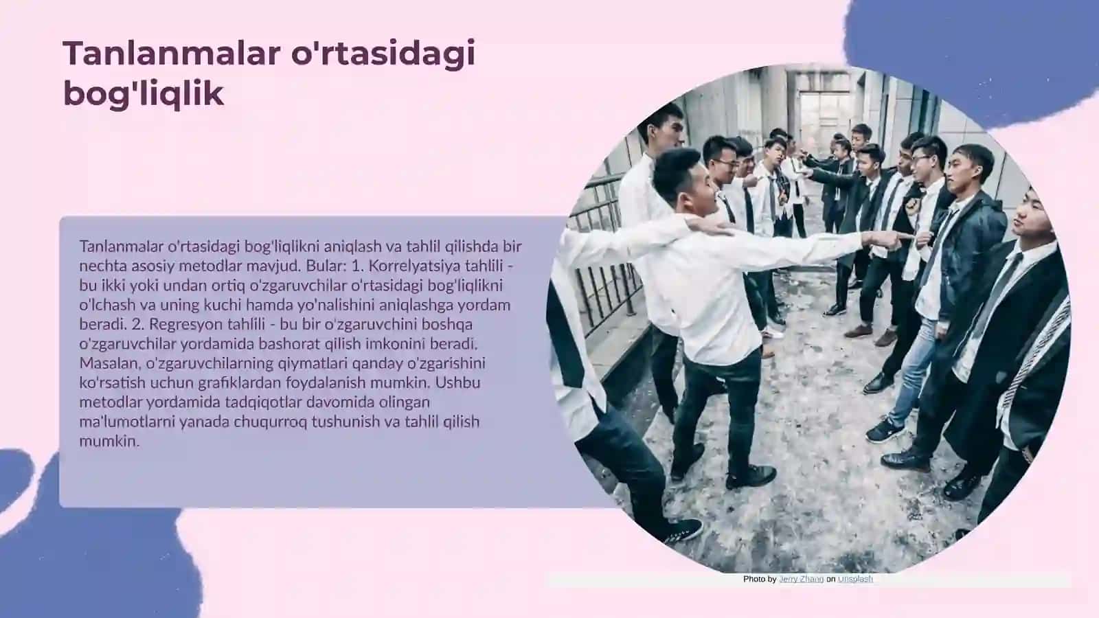 Oʻzaro boğliq tanlanmalarni statistik jihatdan tadqiq etish. 3