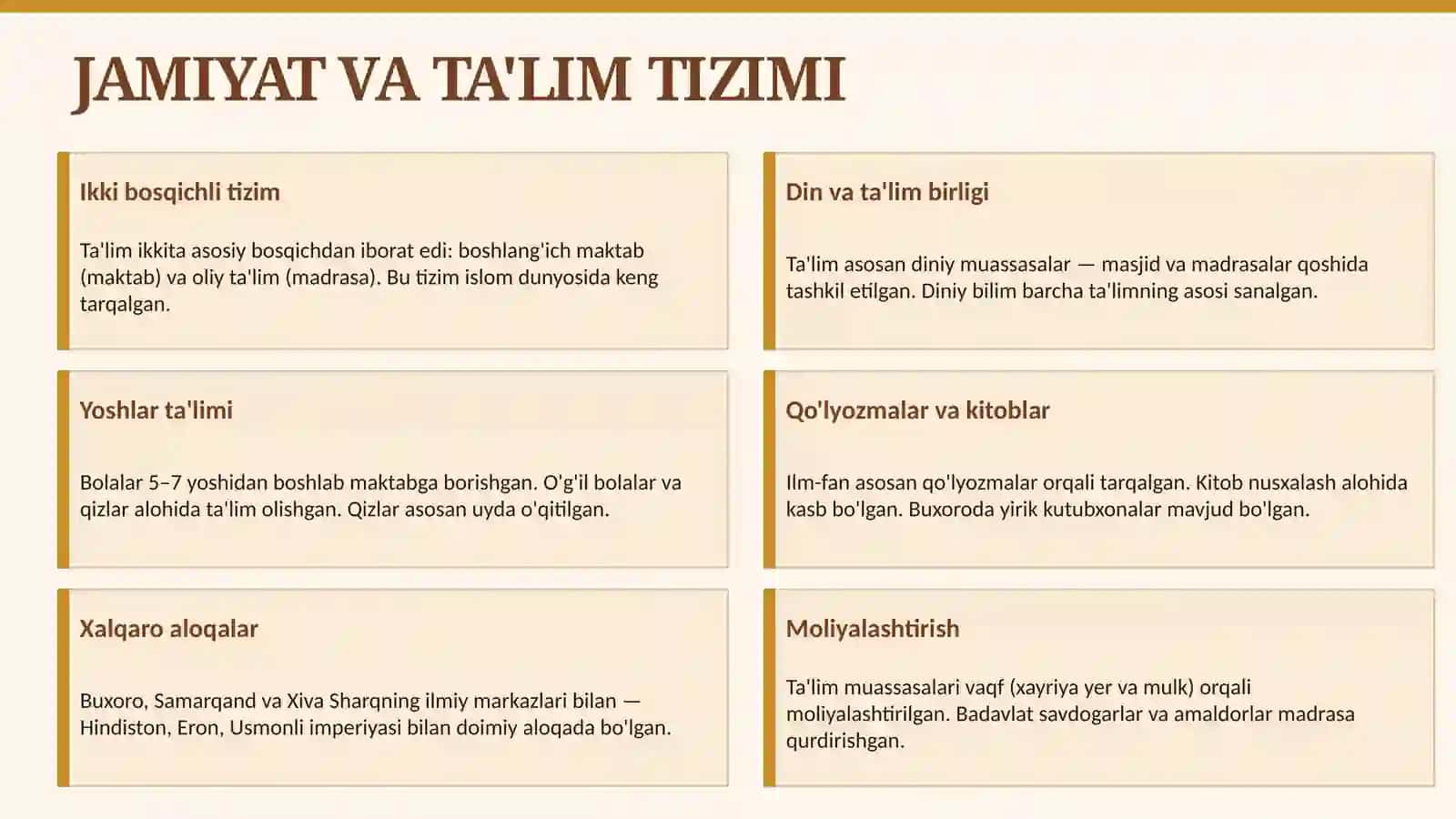 Xonliklar Davrida Ta'lim, Tarbiya va Maktab 3