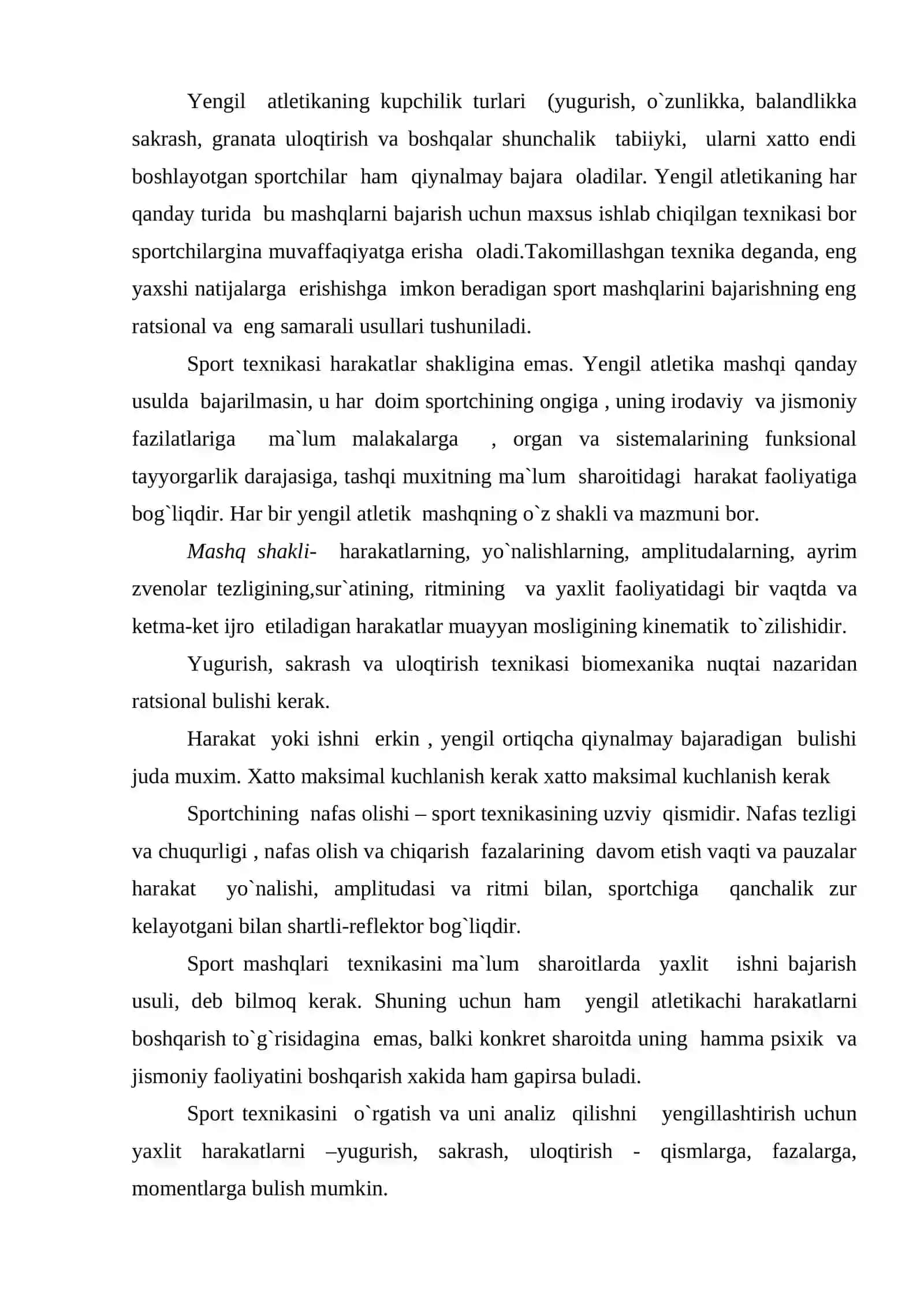 YENGIL ATLETIKA TURLARI TEXNIKASINI O`RGATISH 3