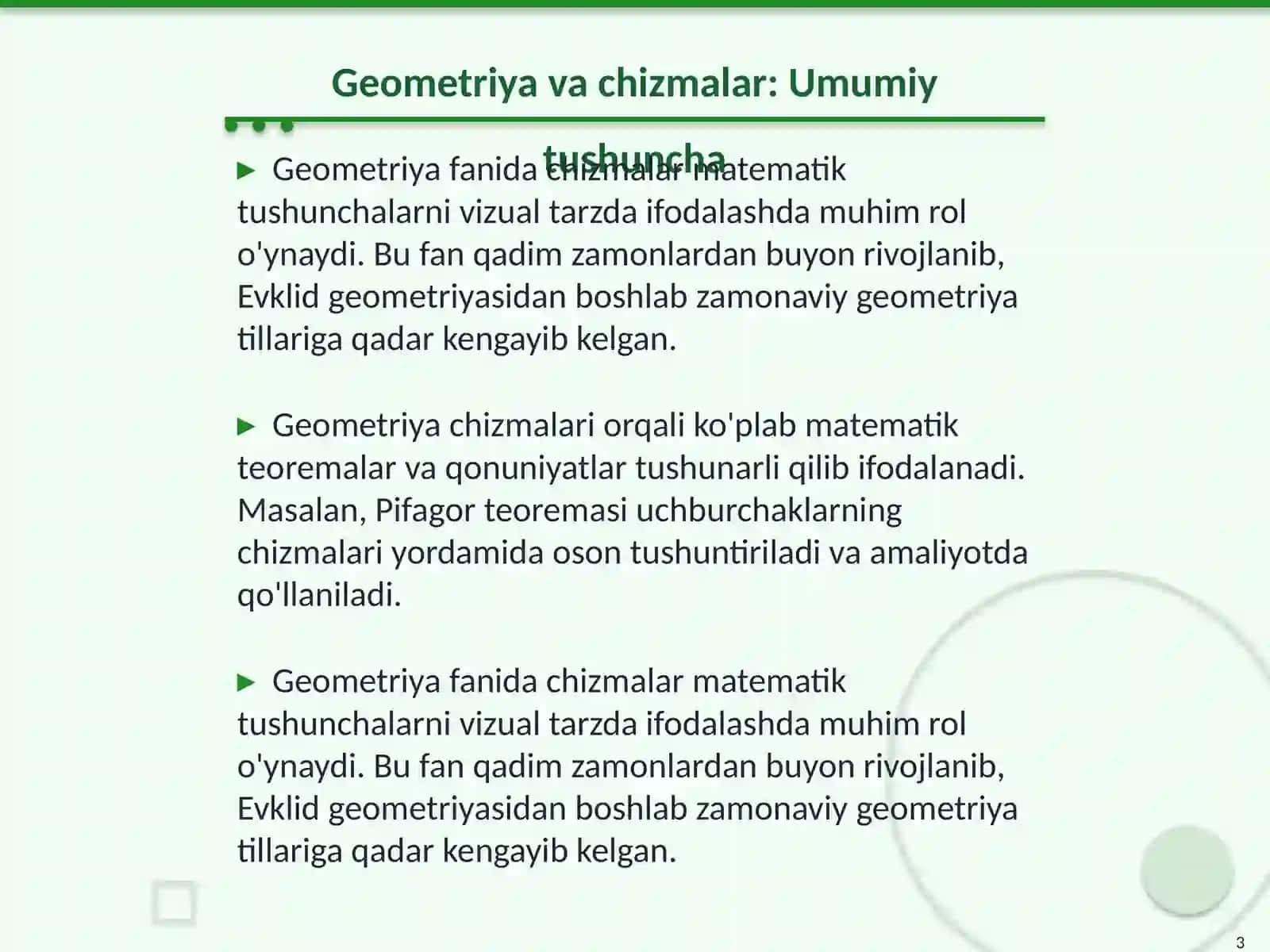 Geometriya va chizmalar: Umumiy tushuncha 3