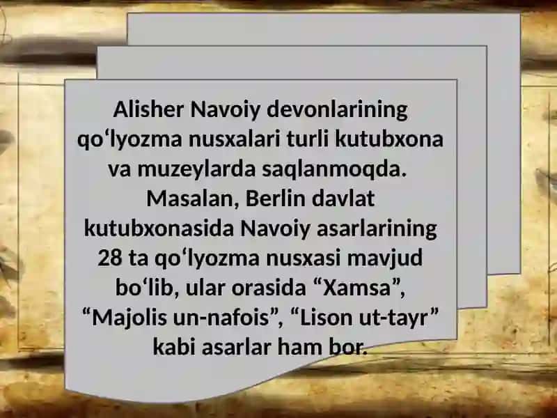 Navoiy devonlari qo'lyozma manbalarining xususiyatlari 3