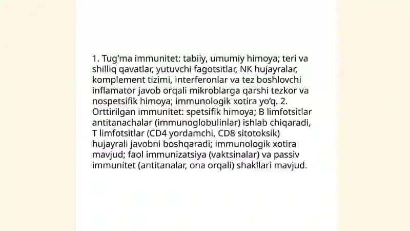 Immunitet. Mikraorganizmlar va ular keltirib chiqaradigan kasalliklar 3