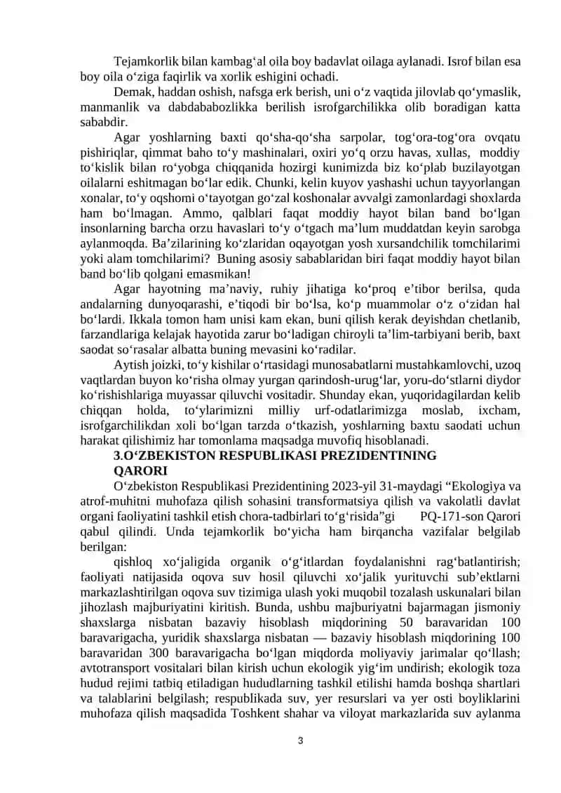 TEJAMKORLIK – FAROVONLIK GAROVI 3