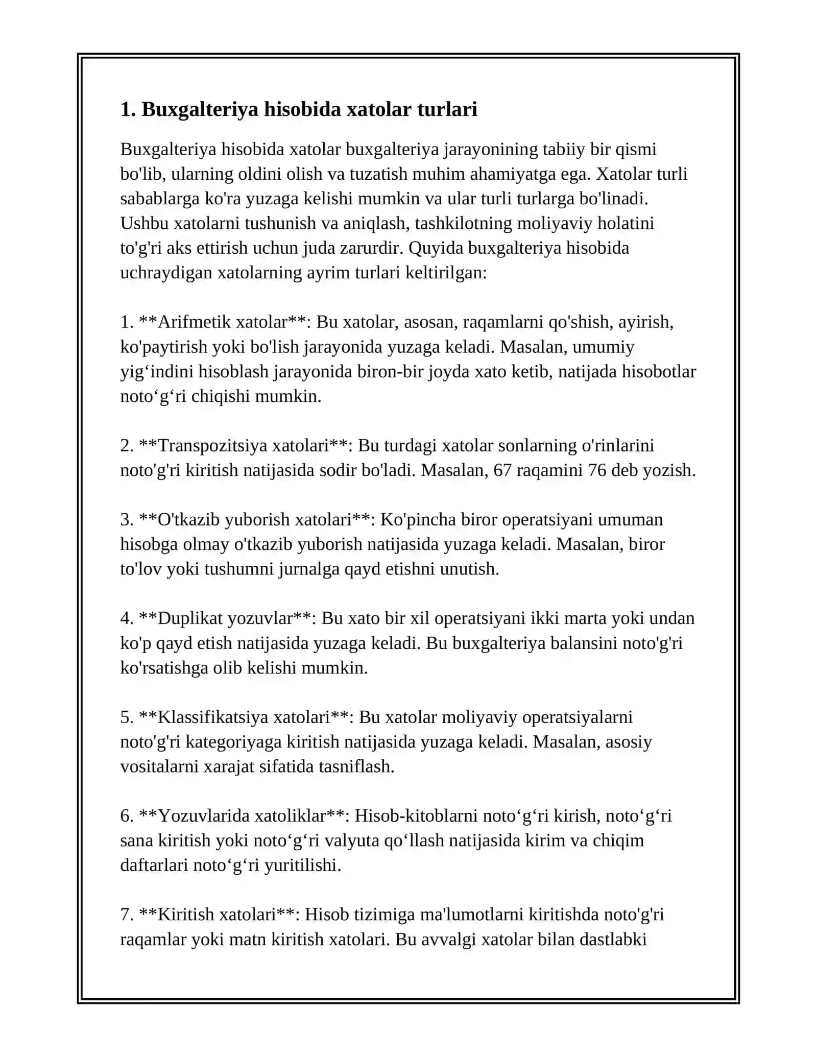 BHXS (IAS) 8." XISOB SIYOSATI VA BUXGALTERIYA HISOBIDAGI O'ZGARISHLAR VA XATOLAR" 3