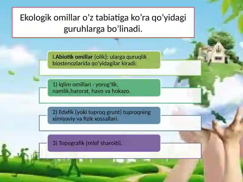 TURLI EKOLIGIK OMILLARNING TIRIK ORGANIZMLARGA TA'SIR ETUVCHI ETISH MEXANIZMI 3