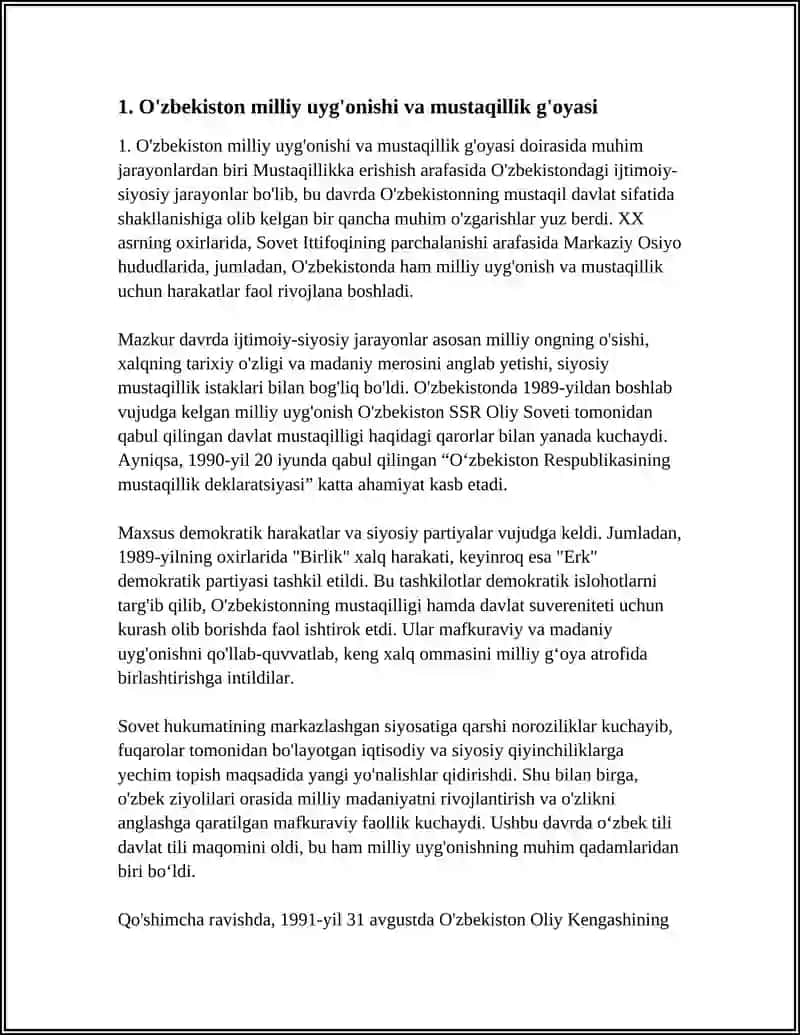 MUSTAQILLIKKA ERISHISH ARAFASIDA O'ZBEKISTONDAGI IJTIMOIY-SIYOSIY JARAYONLAR 3
