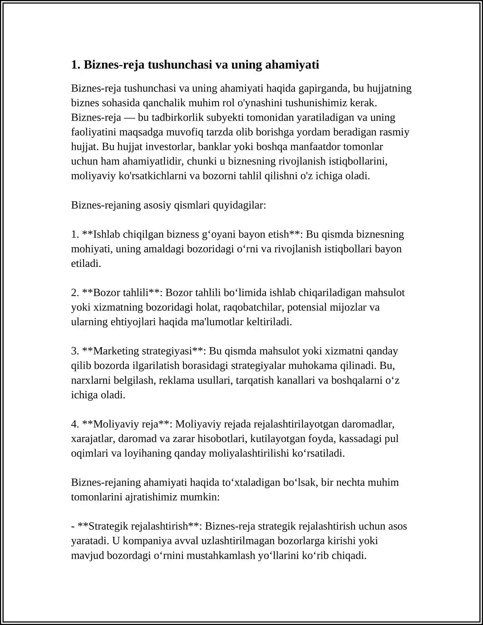 BIZNES-REJA TURLARI VA ULARNI ISHLAB CHIQISH JARAYONI 3