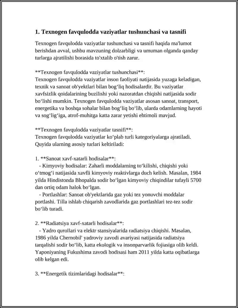 Texnogen favqulodda vaziyatlar tushunchasi va tasnifi 3