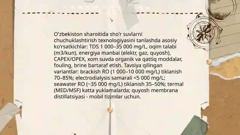 O'zbekiston sharoitida sho'r suvlarni chuchuklashtirish g'oyasini yaratish 3