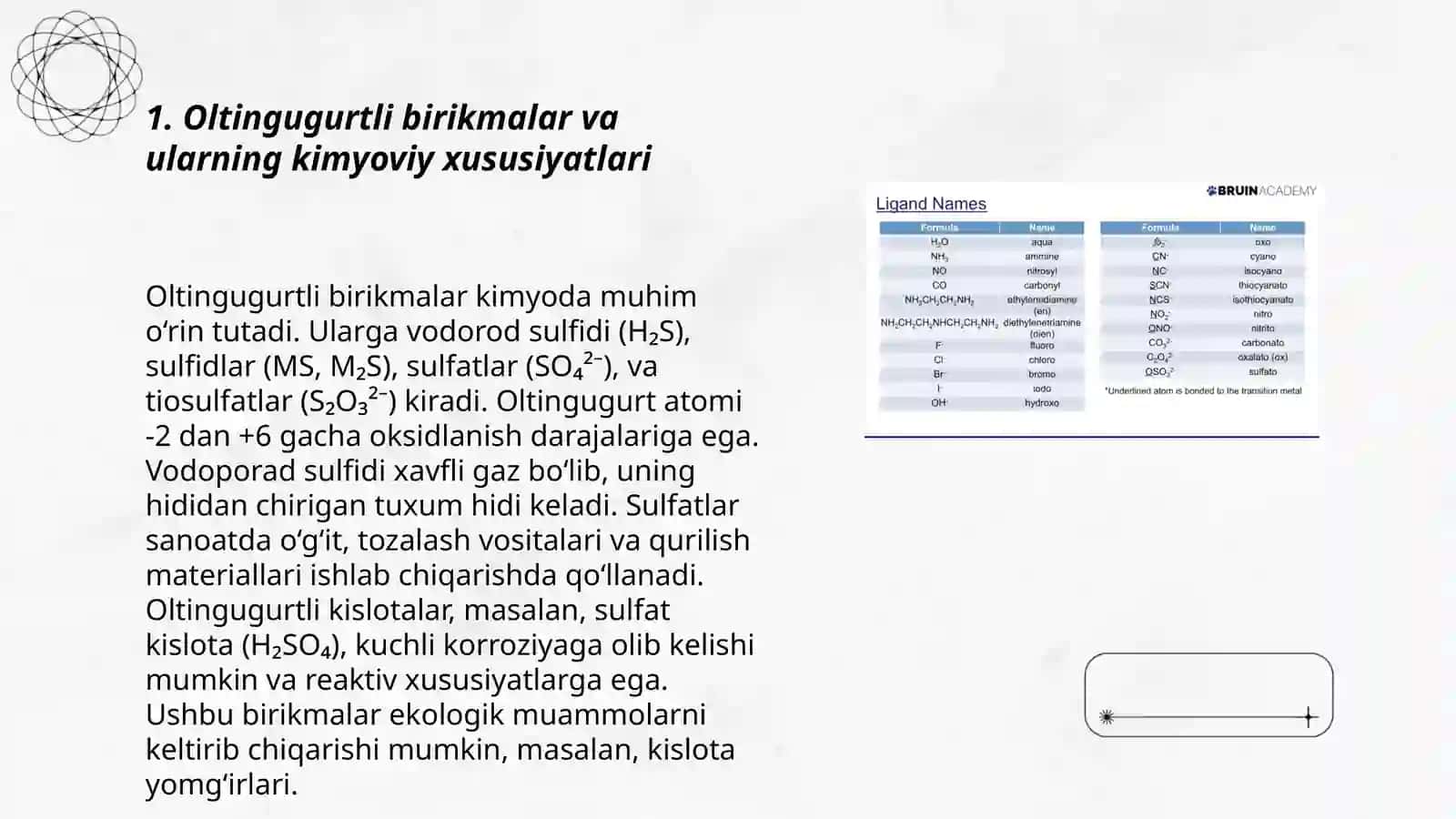 Oltingugurtli birikmalar va ularga oxshashlar sinfi minerallarini aniqlash va organish 3