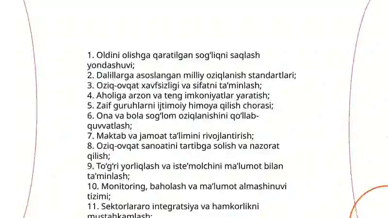 Soglom ovqatlanish sohasidagu davlat siyosati. Oziqlanish fanini rivojlantirishning asosiy yonalishlari 3