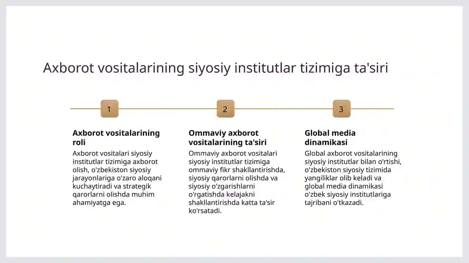 Axborot vositalarining siyosiy institutlar tizimida o'rnini va ahamiyatini tushuntirish 3
