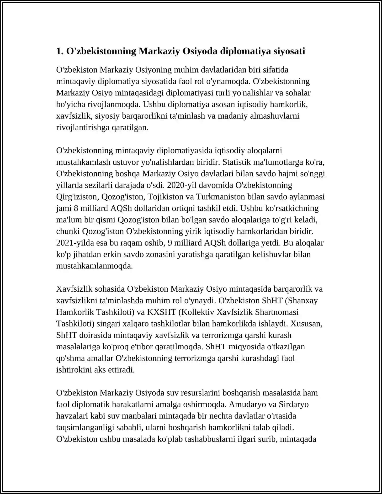 O‘zbekistonning Markaziy Osiyoda diplomatiya siyosati 3