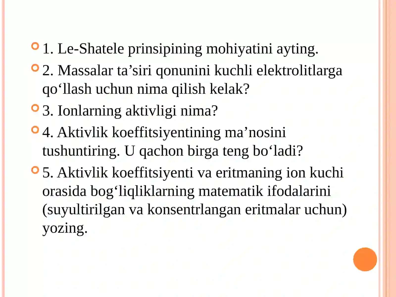 Suvning elektrolitik dissosilanishi. Kislota va asoslar haqidagi tasavvurlar 3