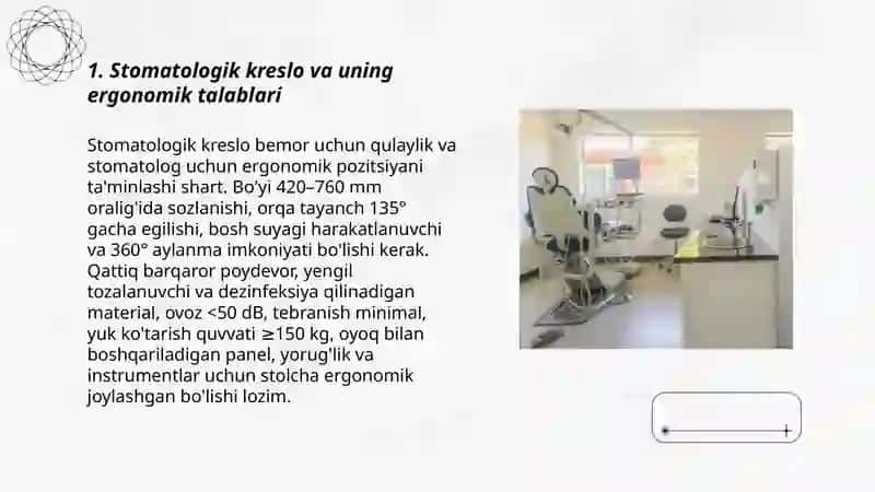 Zamonaviy stomatologik xonaning jihozlanishi. Talablar 3