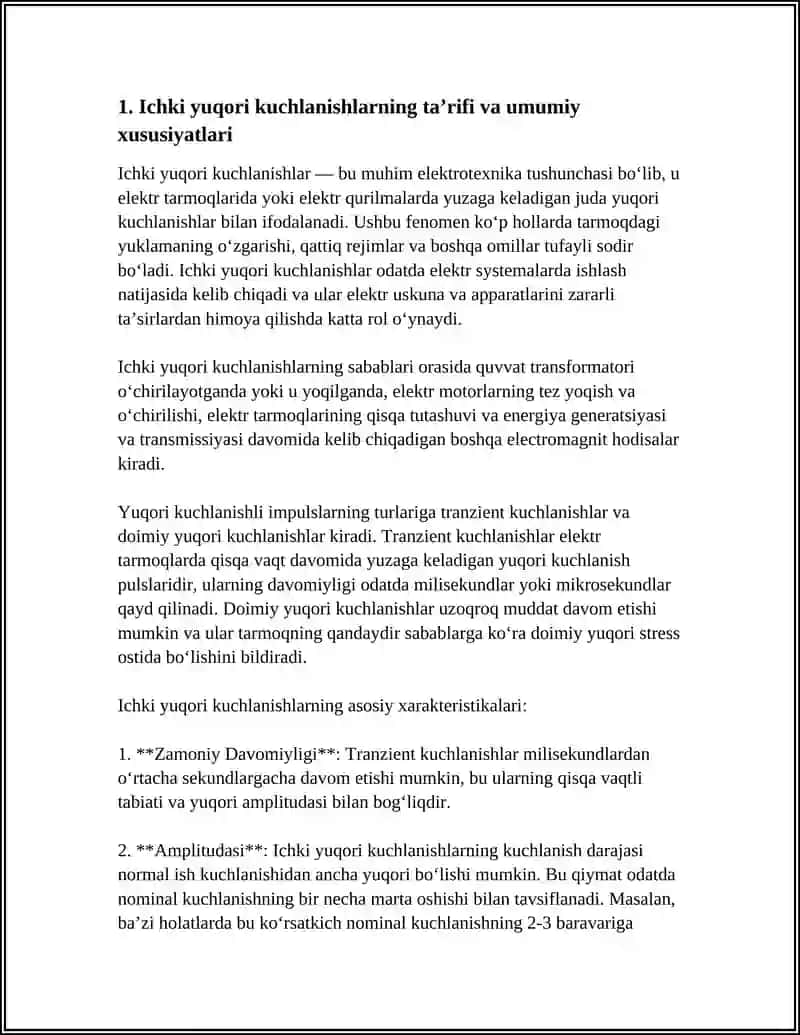 ELEKTR TIZIMIDA ICHKI YUQORI KUCHLANISHLAR 3