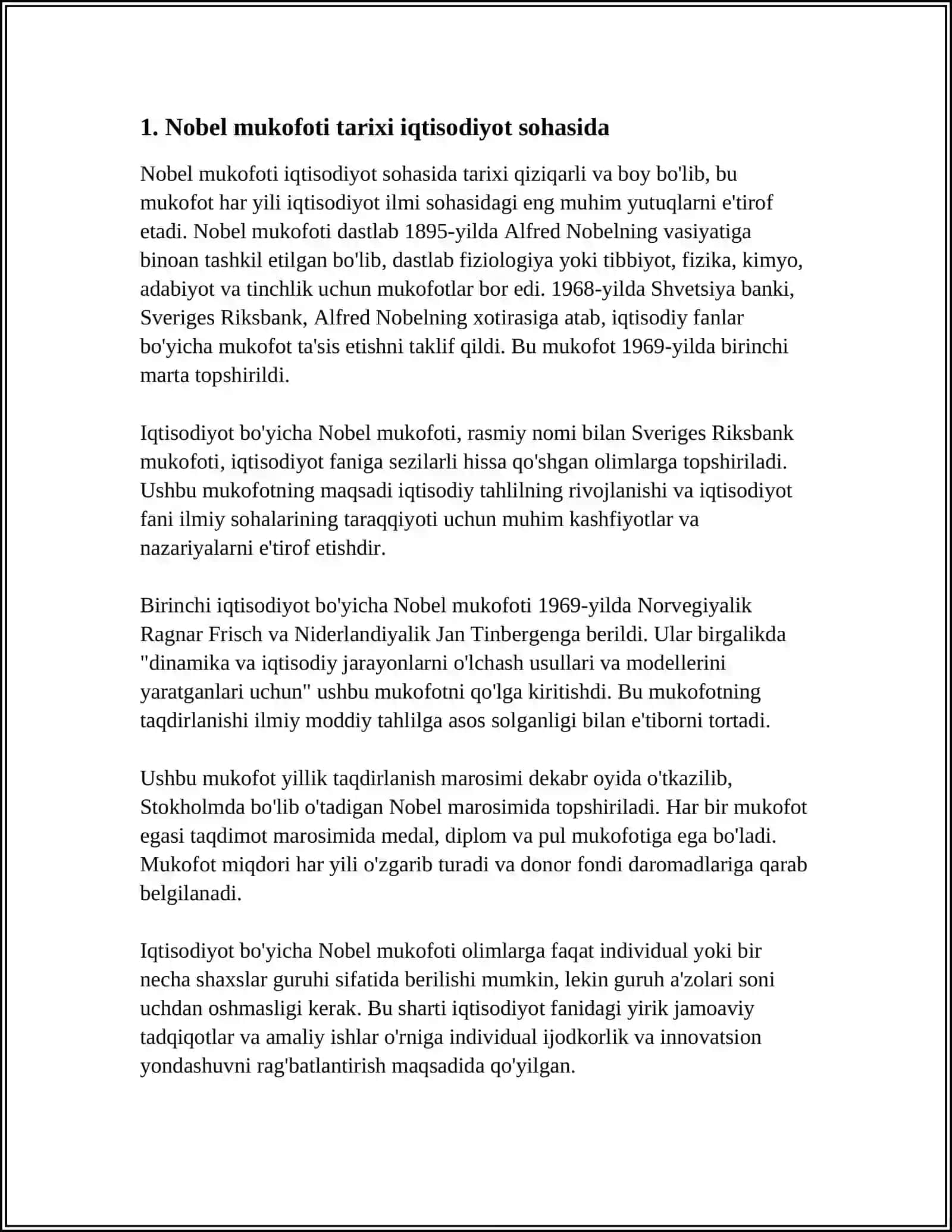 IQTISODIYOT SOHASIDA NOBEL MUKOFOTI SOVRINDORLARI 3