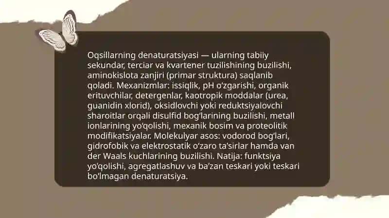 Oqsillarning denaturatsiyasiva folding. Folding jarayonida shaperonlarning roli 3