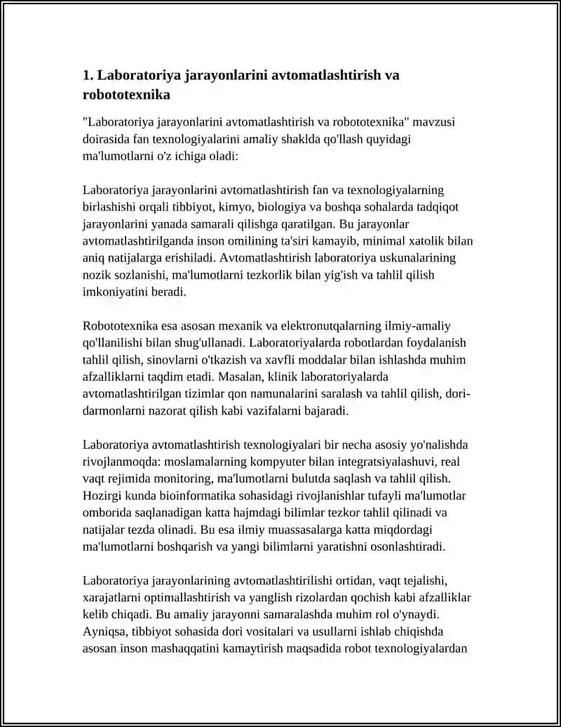 Laboratoriya jarayonlarini avtomatlashtirish va robototexnika 3