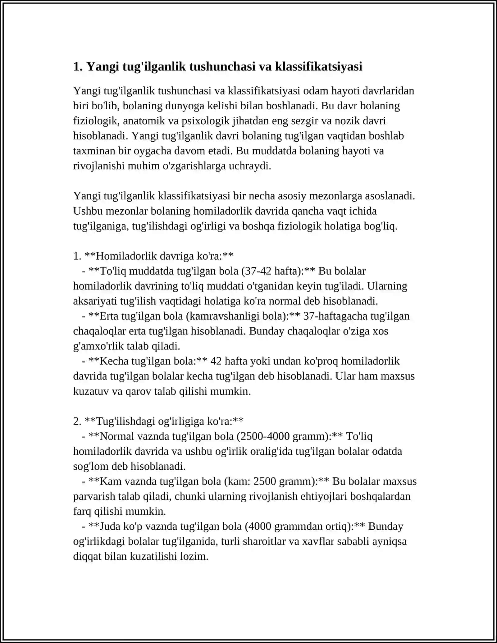 YANGI TUGILGANLIK TUSHUNCHASI (AKUSHERLIK, PEDIATRIYA, SUD-TIBBIY) 3