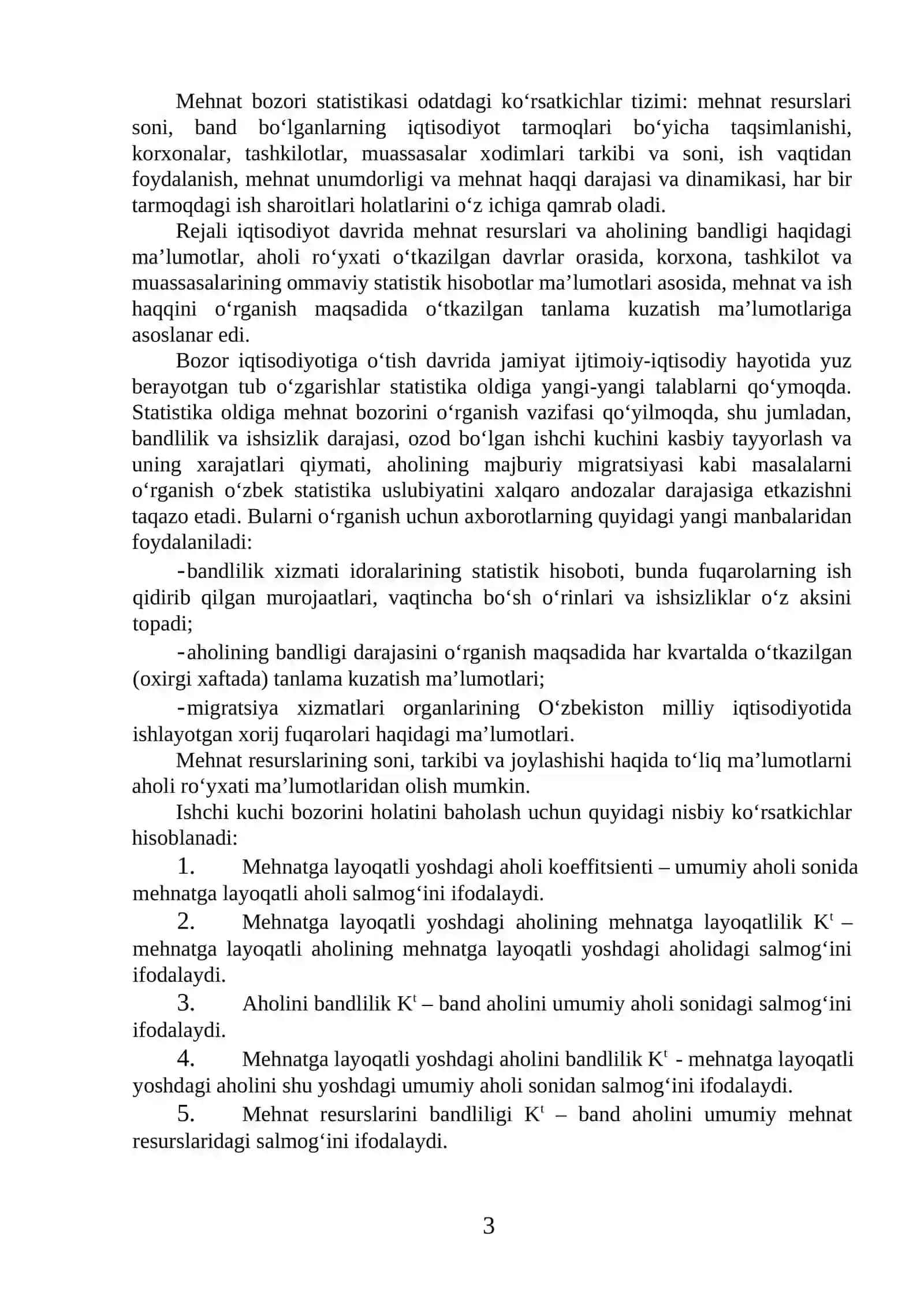 Mehnat bozorini statistik o`rganish ko`rsatkichlari 3