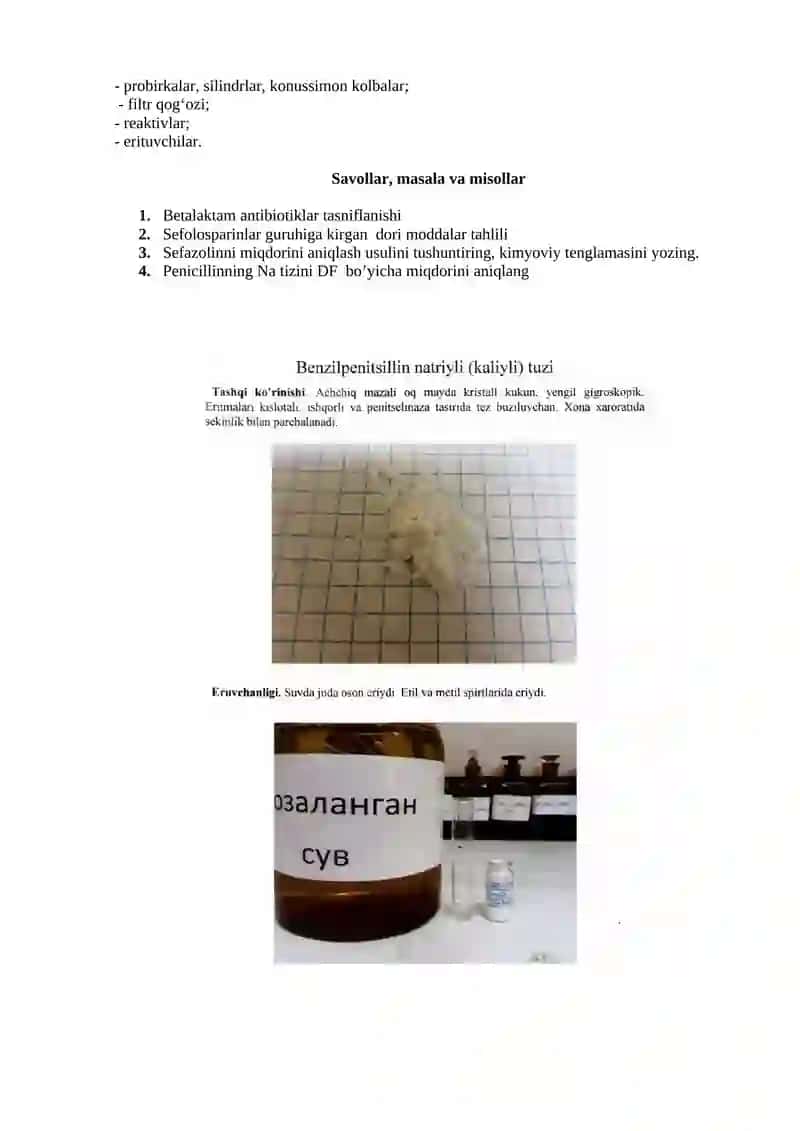 Betalaktam antibiotiklar – penitsillinlar va sefolosparinlarning dori vositalari tahlili 3