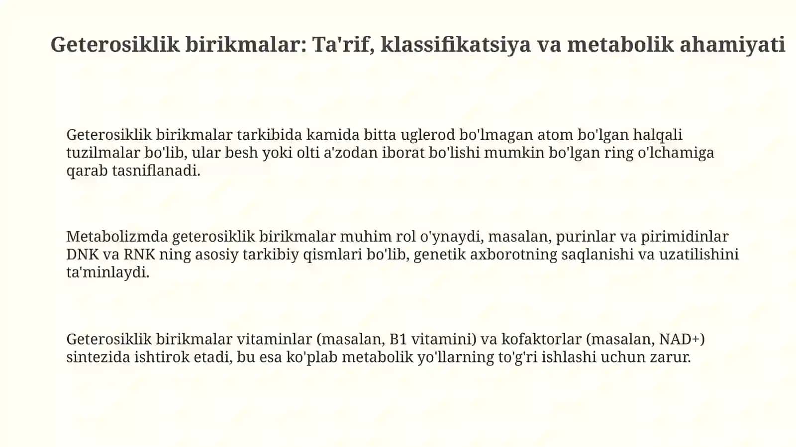 Geterohalqali birikmalar metobolitlar va dorivorvositalarsifatida 3