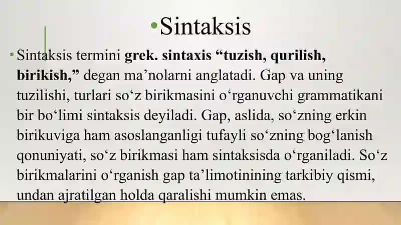 Sintaktik aloqa, sintaktik birliklar 3