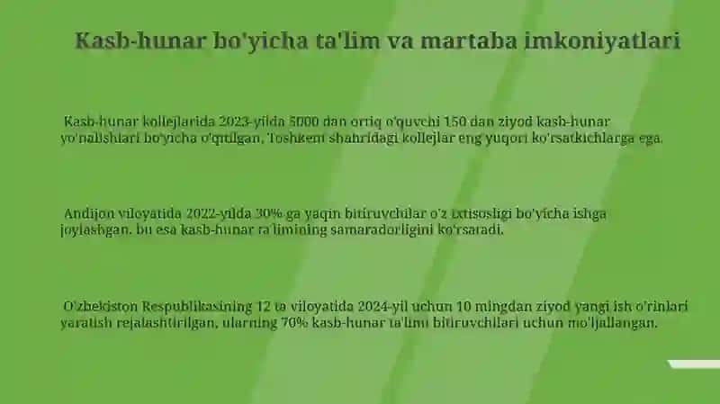Kasb-hunar bo'yicha ta'lim va martaba imkoniyatlari 3