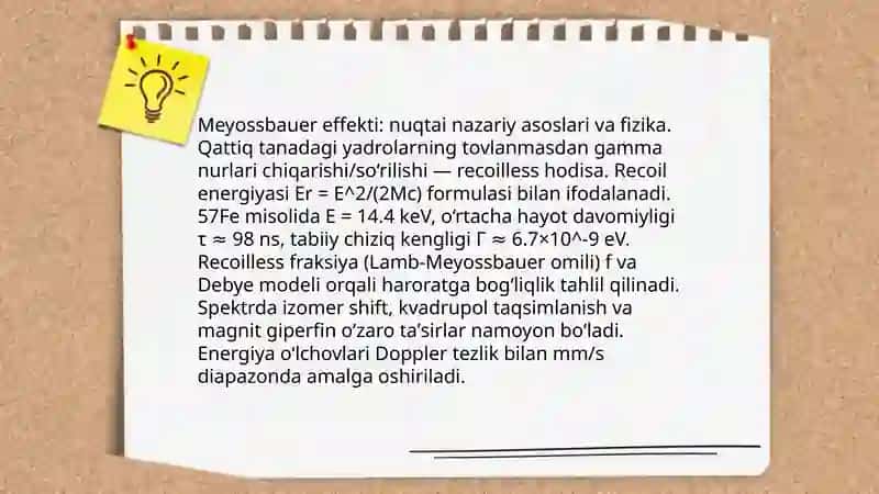 Meyossbauer effekti va uning qoʻllanilishi. 3