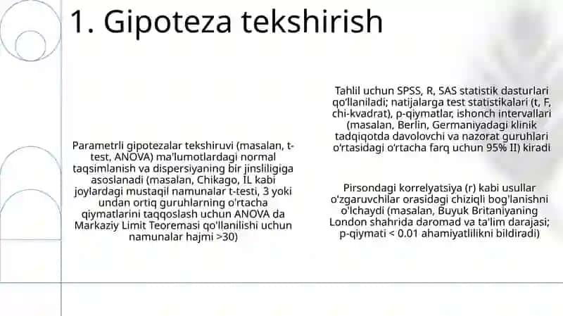 Parametrik statistik alomat tuzish usullari 3