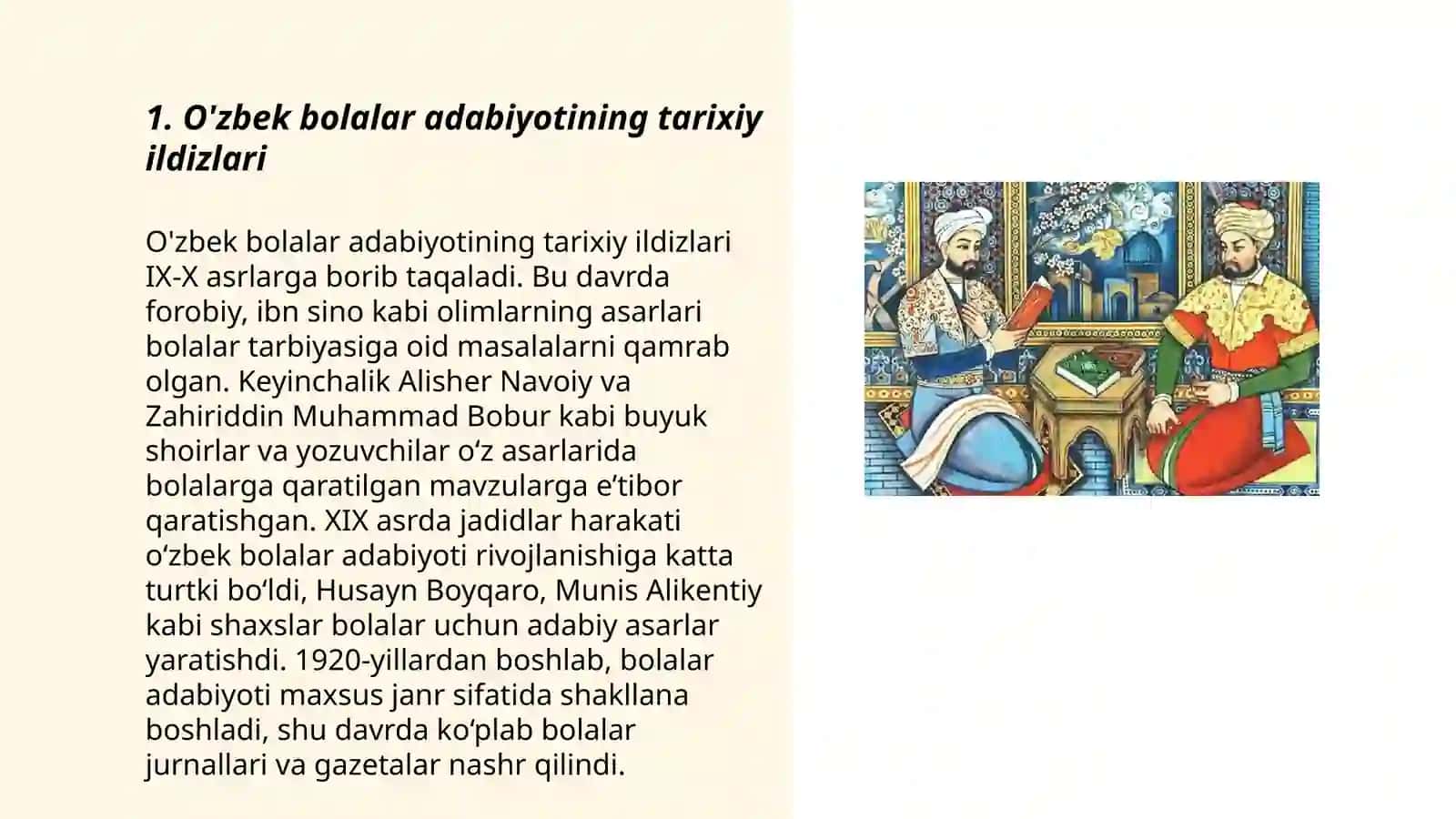 O'zbek bolalar adabiyoting vujudga kelishi va taraqqiyot xususiyatlari 3