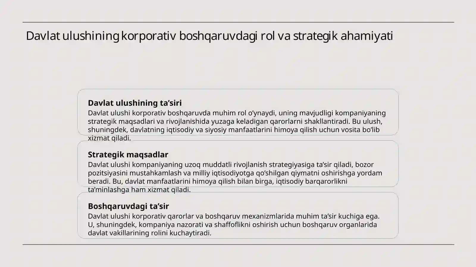 Davlat ulushi mavjud korporativ tuzilmalarda korporativ boshqaruv tizimi 3