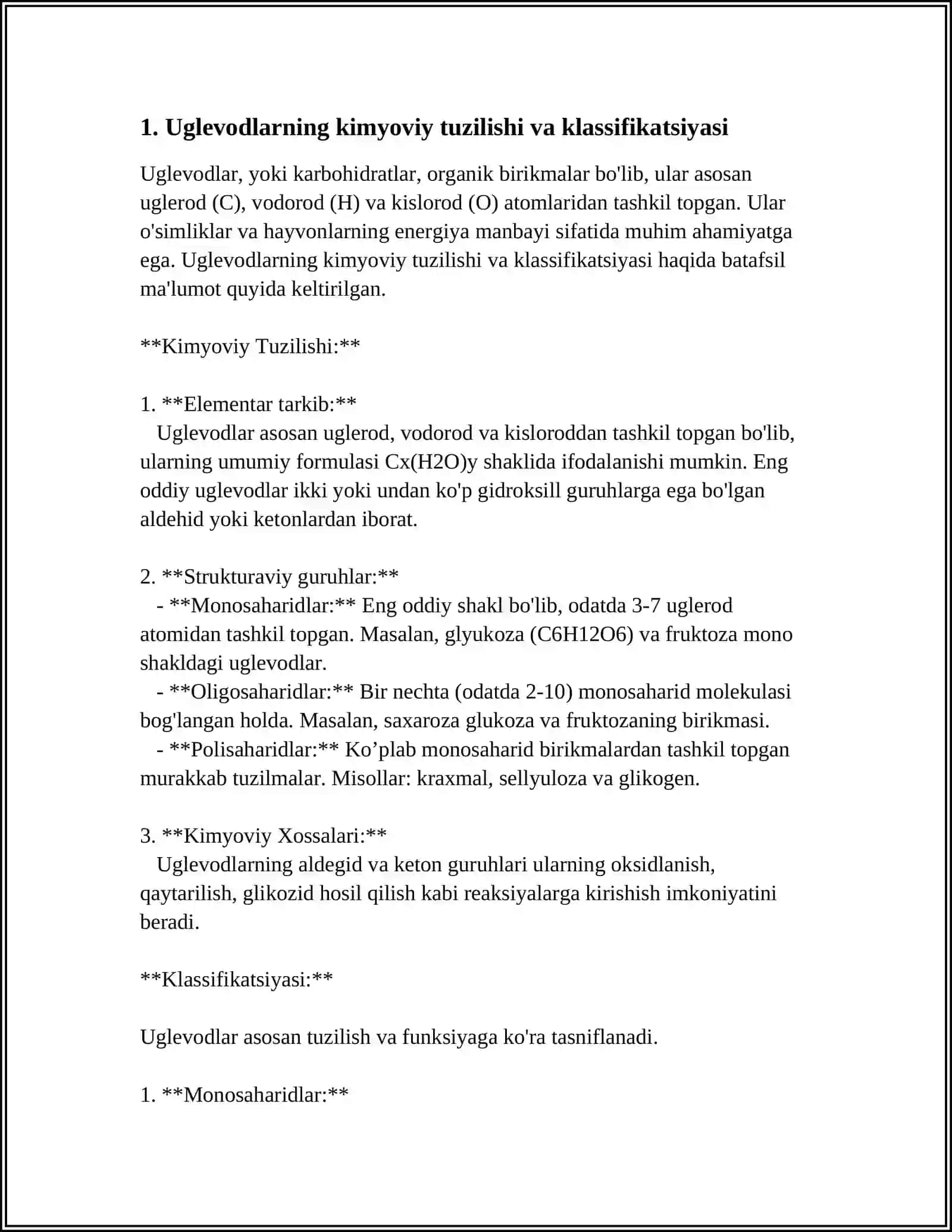 UGLEVODLAR VA ULARNING ALMASHINUVI 3