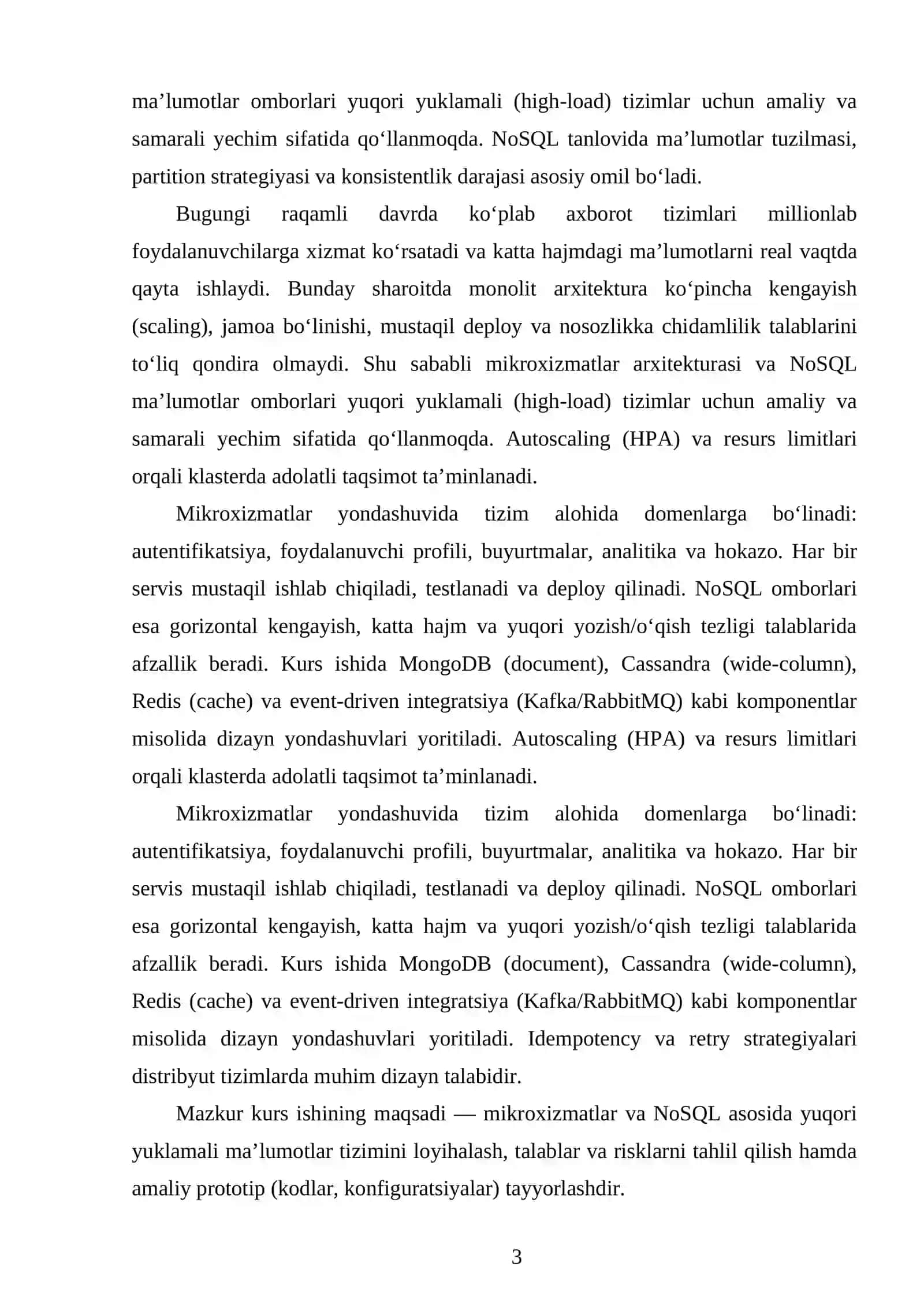 MIKROXIZMATLAR VA NOSQL TEXNOLOGIYALARINING NAZARIY ASOSLARI 3