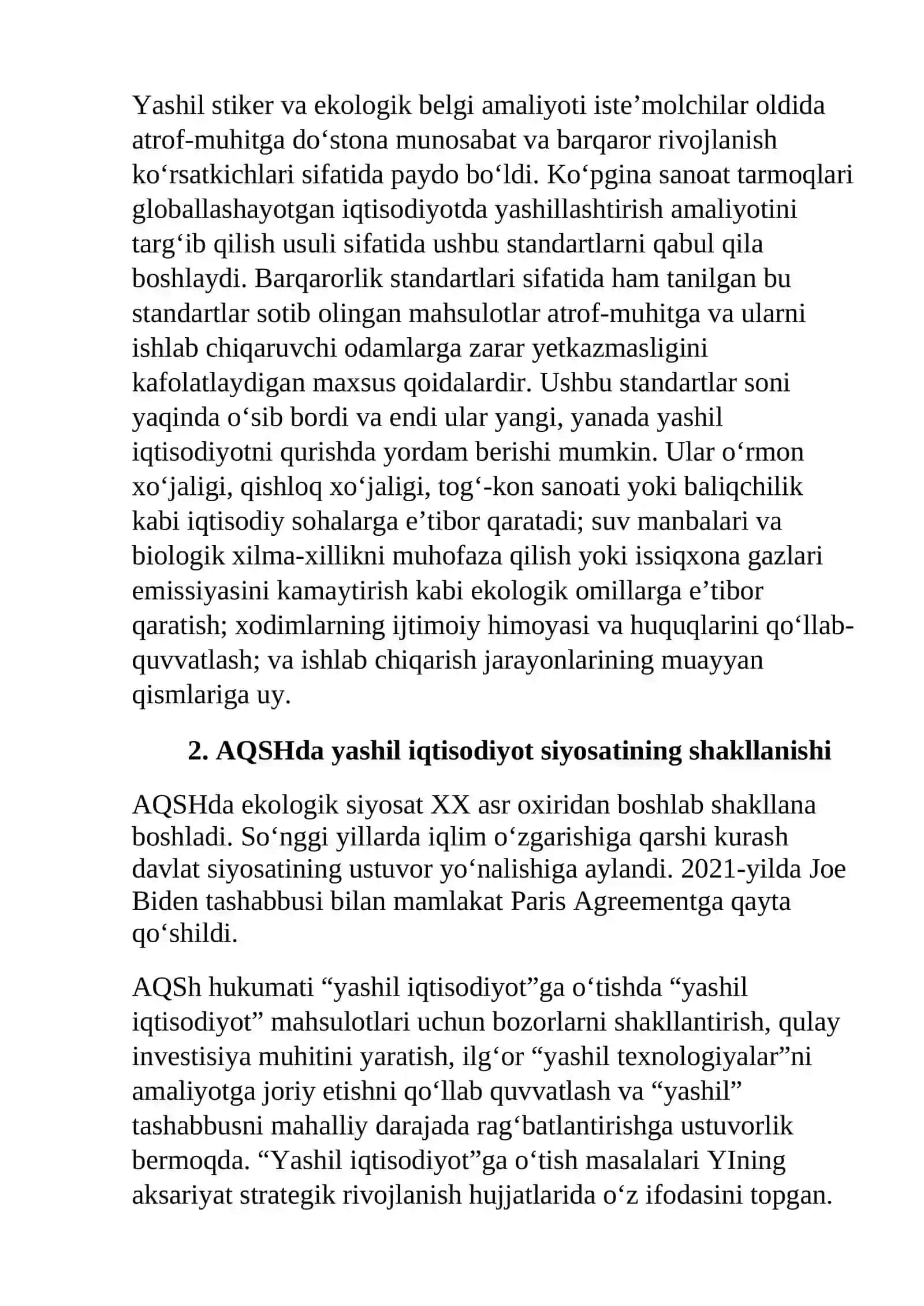 Yashil iqtisodiyotga o'tishning AQSH tajribasi 3