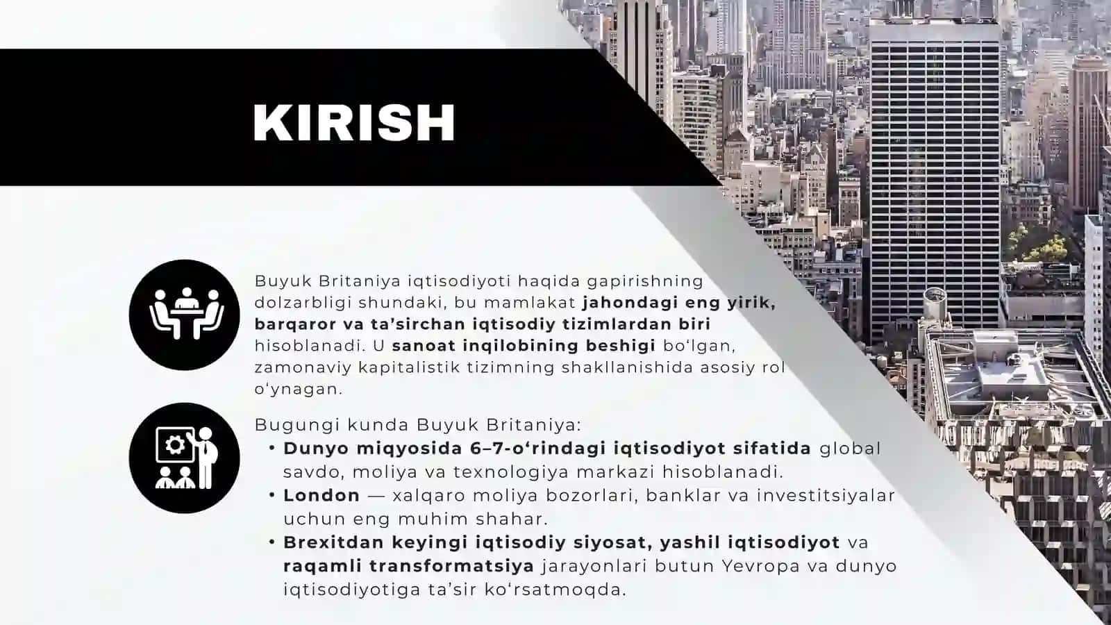 Reja: IQTISODIYOTI BUYUK BRITANIYA 3