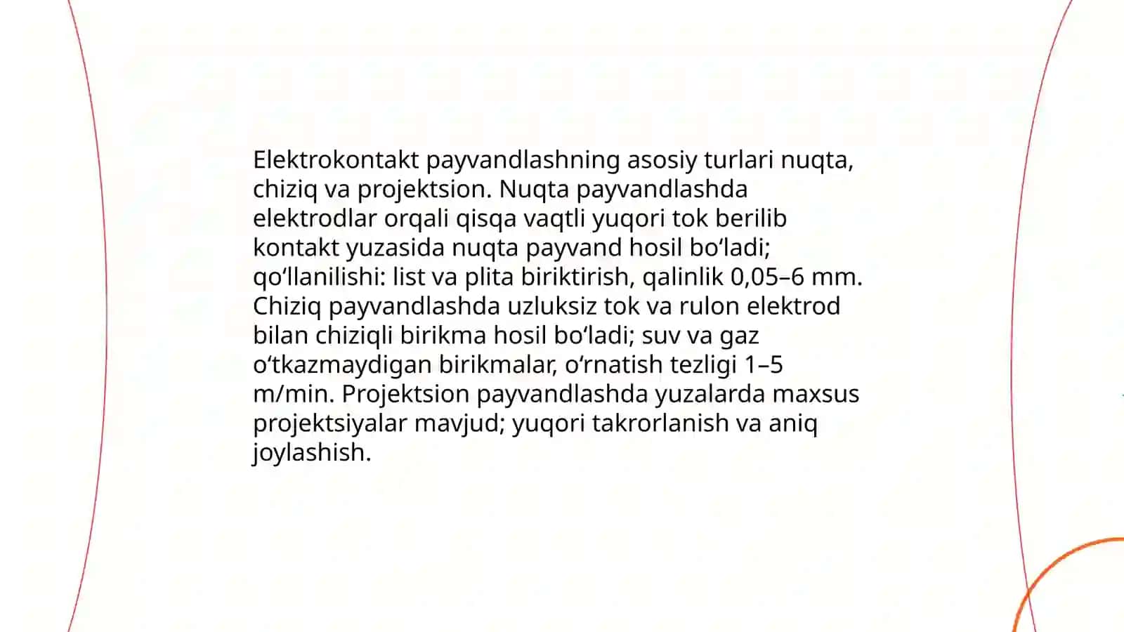 Metallarni elektrokontakt usullari bilan payvandlash va olinadigan maxsulotlar 3