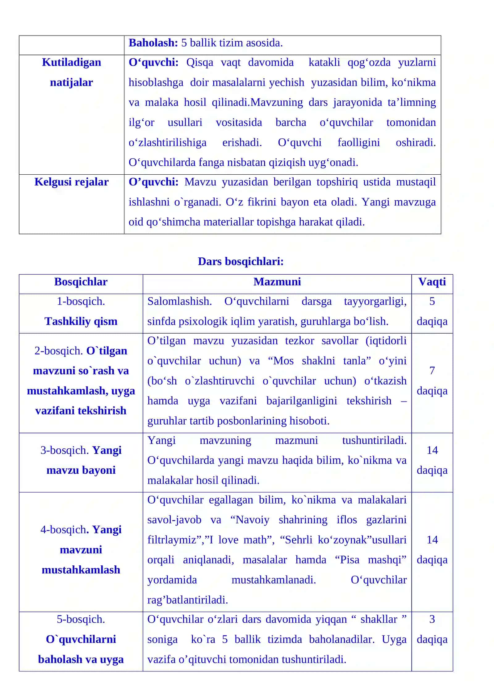 6-sinf Matematika fanidan Katakli qog'ozda yuzlarni hisoblash ochiq dars ishlanmasi 3