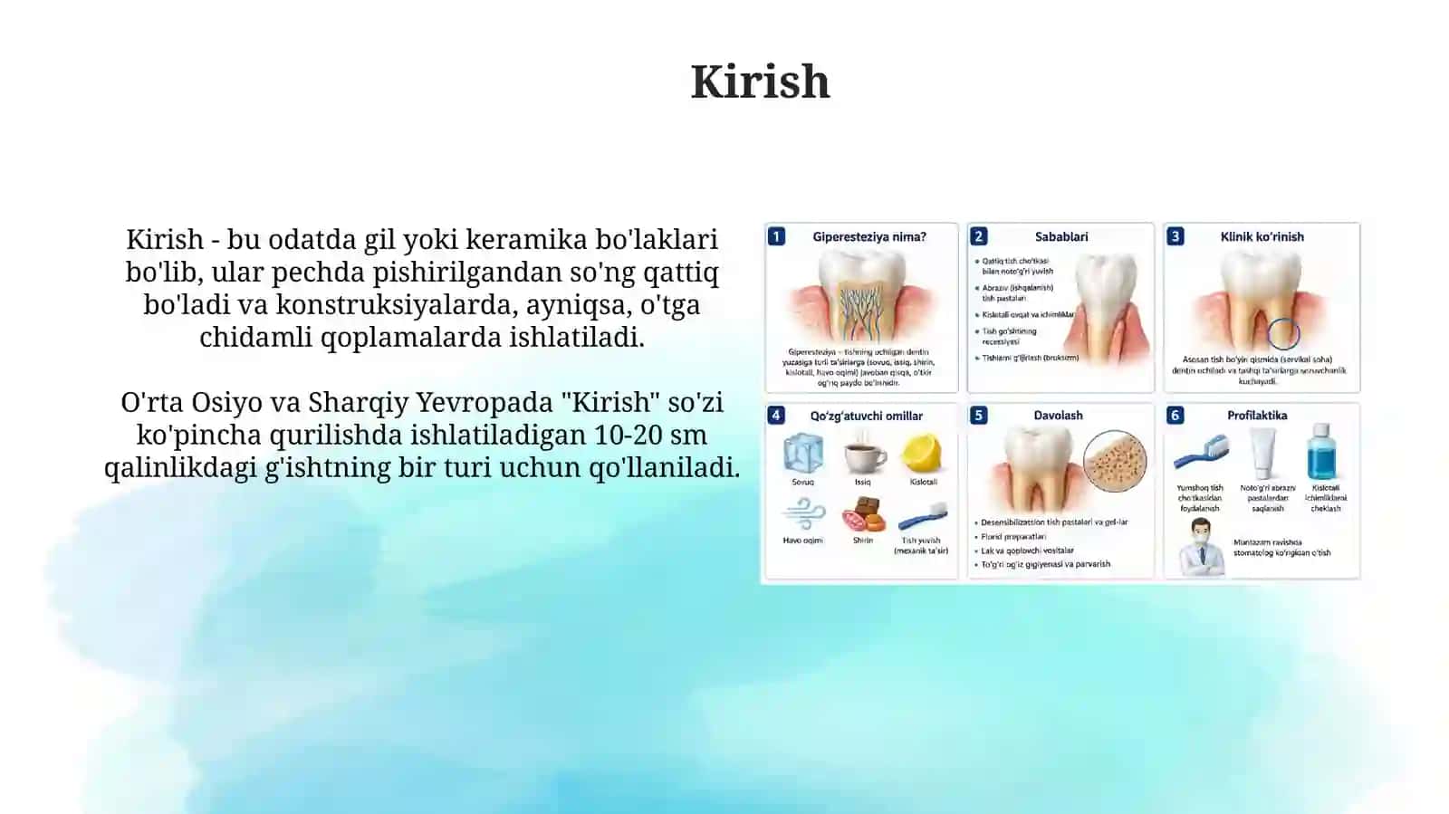 Tishlarning Nokarioz Shikastlanishlari:Giperesteziya 3