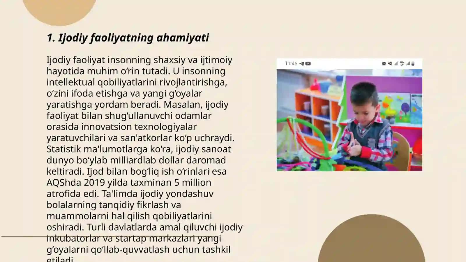 Bolalarni ijodiy faoliyatini tashkil qilish texnalogiyasi 3