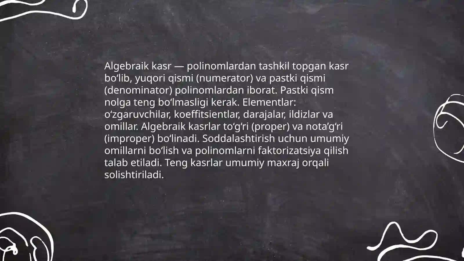 Algebraik kasrlarni qo'shish va ayirish 3