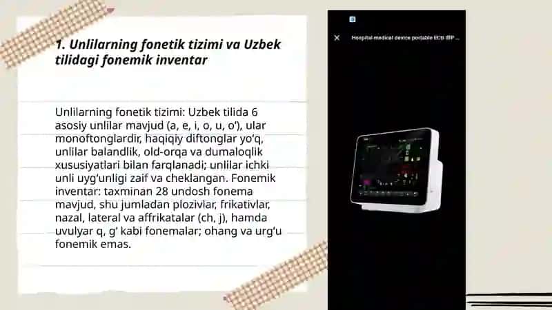 Fanetika unlilar talafuz etilishi diftonglar va undoshlar talafuz etilishini o'ziga xosligi 3