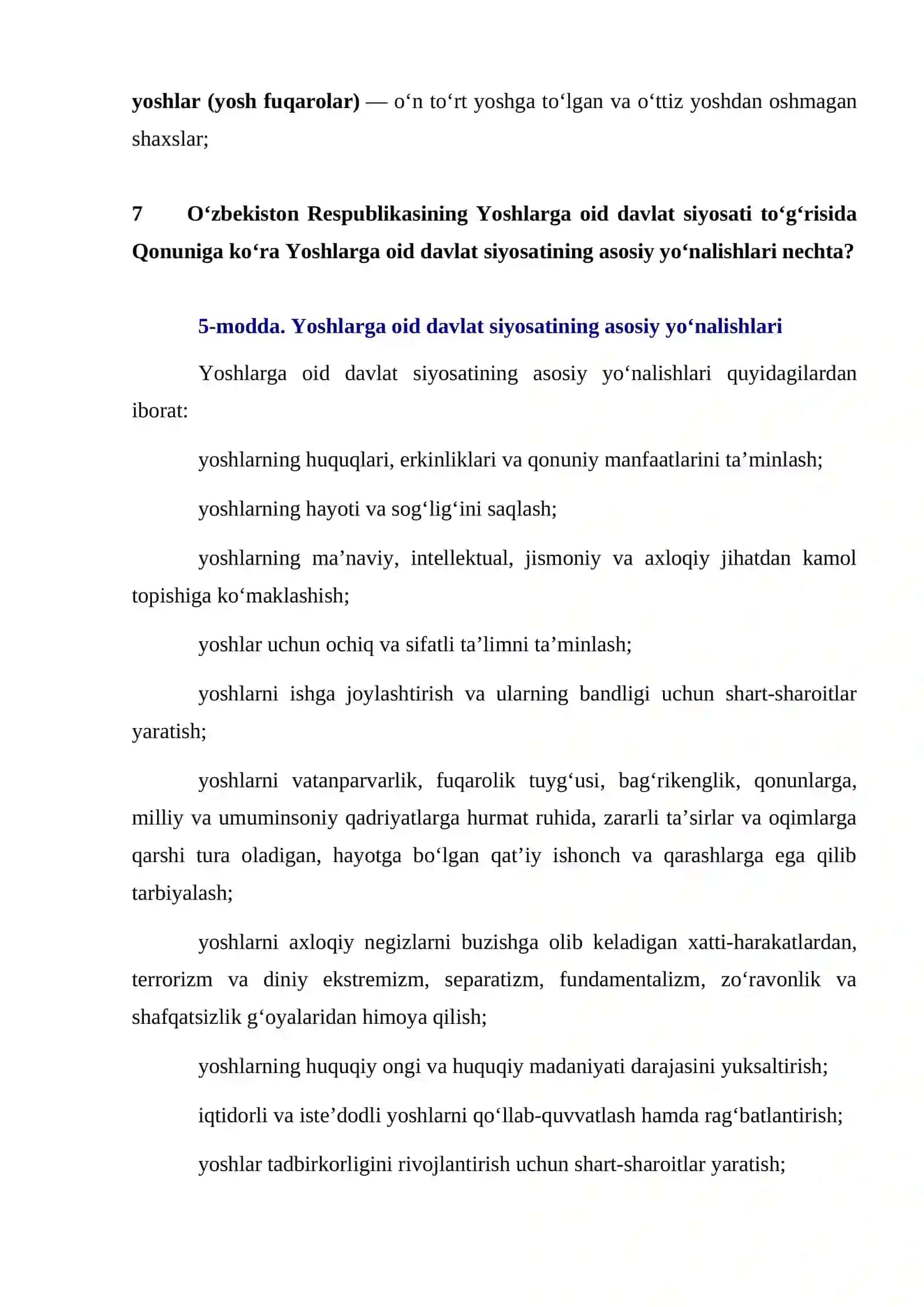 Yoshlar yetakchiligiga argos savollar javobi bilan 3