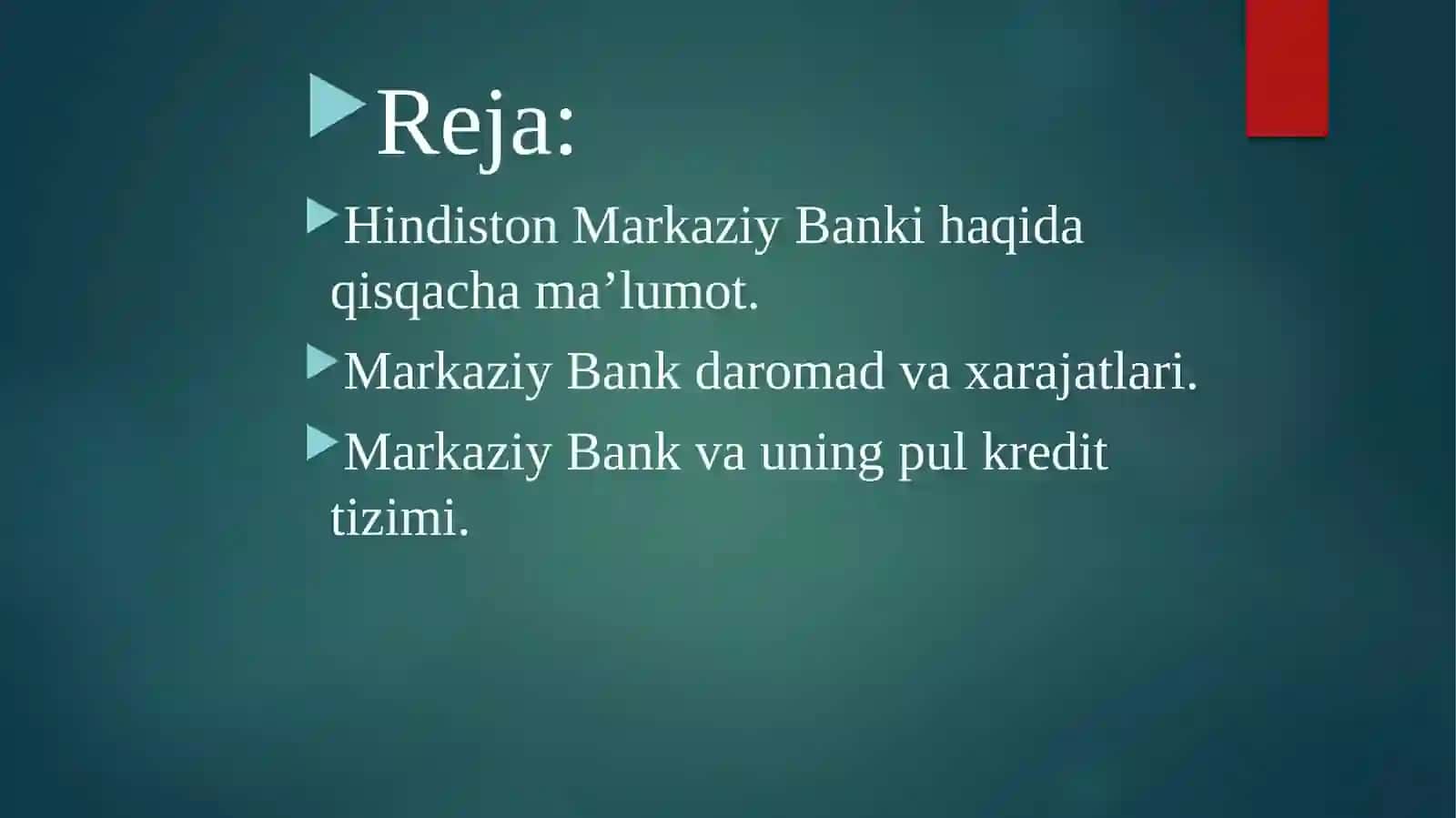 Hindiston Markaziy Banki. Pul va banklar 3