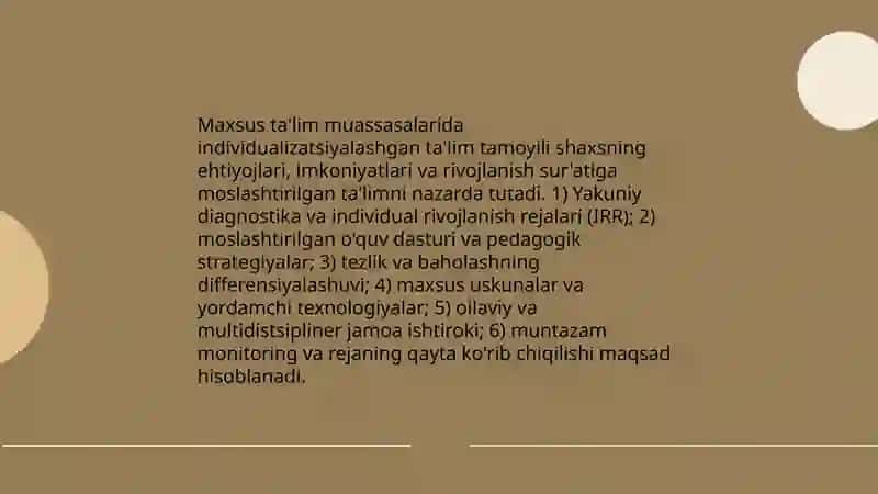 Maxsus ta'lim muassasalarida individualizatsiyalashgan ta'lim tamoyili 3