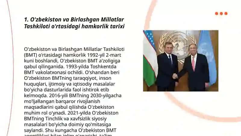 O'zbekiston va Birlashgan Millatlar Tashkiloti O'rtasidagi Hamkorlik Tarixi 3